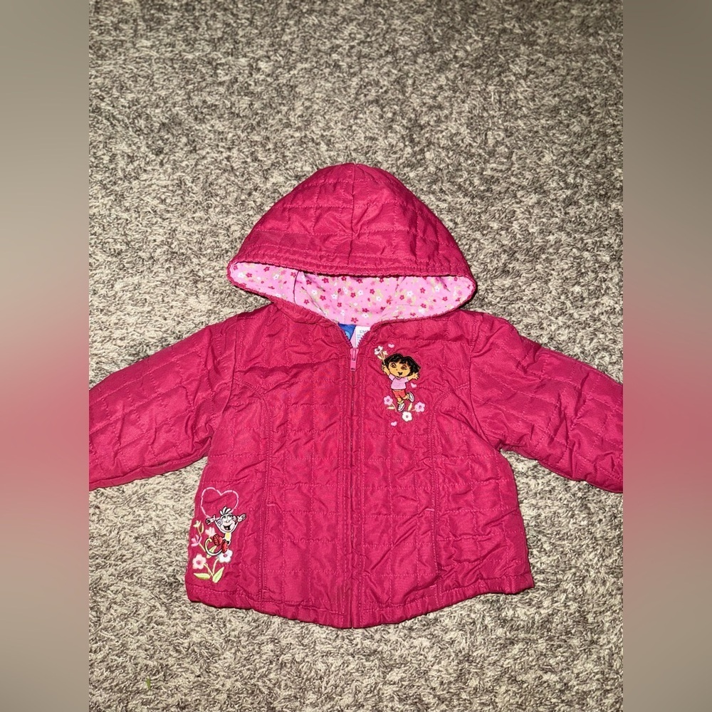Vintage Kid’s Girls Dora The Explorer Nick Jr. Cute Floral Zip-Up Jacket Sz. 12m